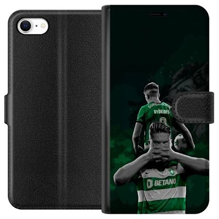 Yhteensopiva Lompakkokotelo Apple iPhone 6 Neonmotiivi, jossa teksti "Gaming is in my DNA" sinisenä ja punaisena tiiliseinällä, jossa loistava DNA-spi