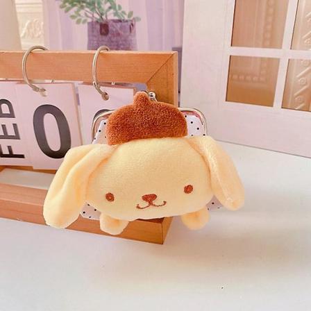 9cm Kawaii Sanrios Kuromi My Melody Cinnamoroll Tegneserie Tredimensjonal Form Myntpose Plysjdukke Oppbevaringspose Mini Låsepose 9X7CM Pom Purin