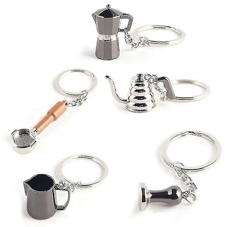 5 st Kreativa Barista Kaffe Tamper Nyckelring Espresso