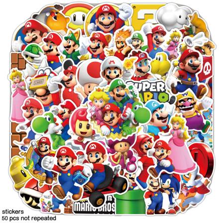 50 stk klistremerker MARIO klistremerker - Vanntett Laptop Bagasje - Mario