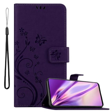 Skyddande fodral för Samsung Galaxy A71 4G i MÖRKLILA BLOMMÖNSTER Fodral Plånbok Wallet