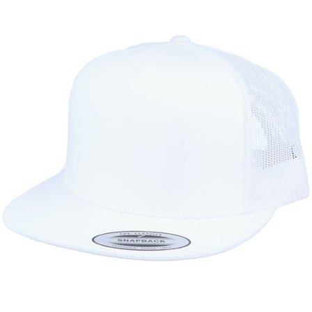 Yupoong - Vit trucker Keps - Classic White A-Frame Trucker Snapback @ Hatstore