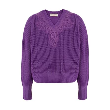 Ermanno Scervino V-neck Strik Lilla, Dame Striktrøjer, Størrelse: 2XS