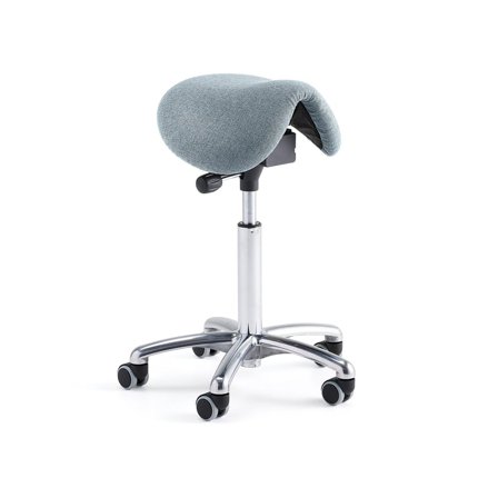 Saddle stool DERBY, light blue fabric