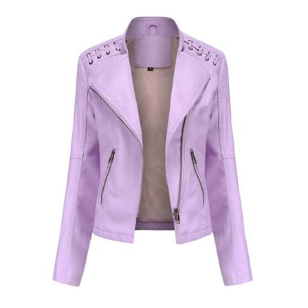 Damer Pu-läder Lapel Neck Blazers Långärmad Spetsjacka