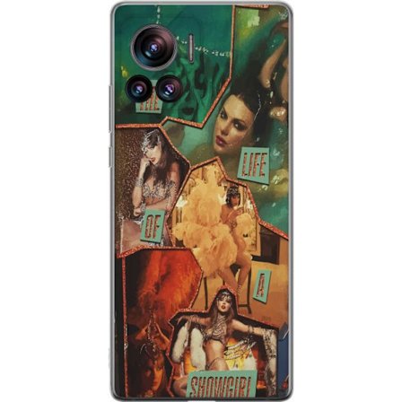 Kompatibelt Mobilskal till Motorola Motorola Edge 30 Ultra Taylor Swift Livet som Showgirl - Gyllene Showgirl med Hatt och Glamour