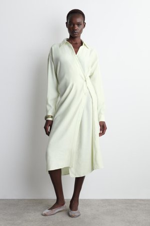 COS Wrap Midi Shirt Dress in Green - Women