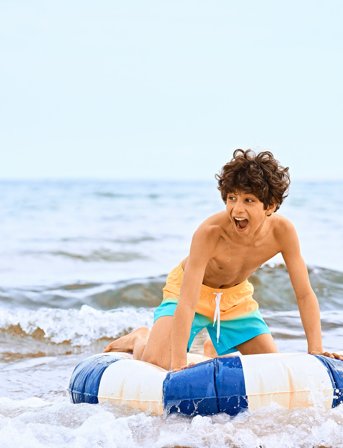 Color Kids Swim Shorts, Aop & Magic - Orange - 98