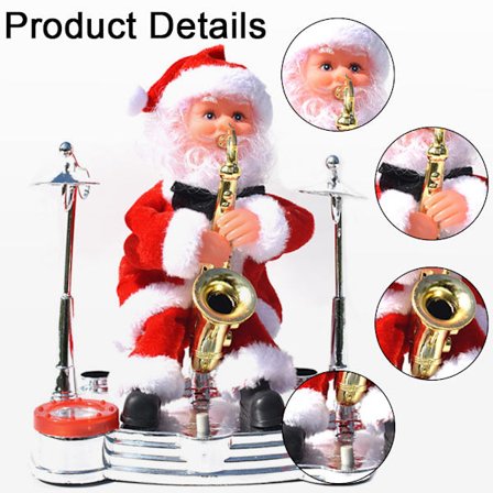 Elektrisk Jultomte med Saxofon, Dansande Musik, Juldekoration, Present till Barn