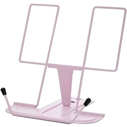 Metall Bokstöd för Skrivbord, Justerbart Läsställ, Bokhållare (Macaron Rosa)