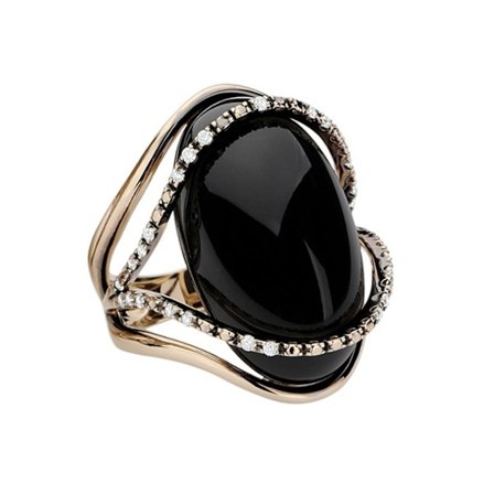 Inlagd Rhinestone Lyxig Retro Ring Stor Svart Falsk Sten Kvinnors Ring Smycken Tillbehör