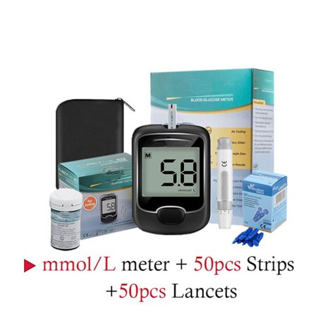 Blodsukker Måler Sæt, Blodsukker Test Sæt, 50 Blodsukker Teststrimler, 50 Blodlancetter