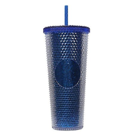 710 ml Bærbar Studded Tumbler med Låg og Sugerør Iskaffe Kopper Dobbeltvægget Glat Kop KOX