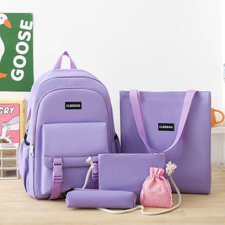 Student Ryggsäck Stor Kapacitet Enkel - Lila