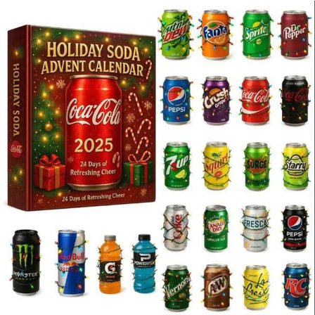 2025 Coca-Cola/Sodavand Julekalender – En 24-dages julekalender med komplementære drikkevare/sodavandsmodeller