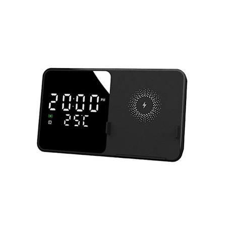 Multifunktionel Trådløs Opladningsstation Vækkeur LED Digital Termometer Telefonoplader Hurtig Opladningsstation Til Iphone Samsung