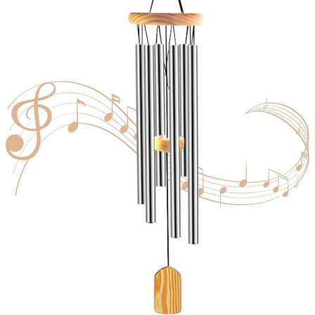 Udendørs Vindspil, 6 Aluminium Legering Vindspil til Have Altan Udendørs Hængende Metal (Sølv) - Perfet