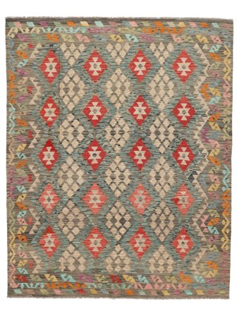Handvävd Kelim Afghan Old Style Matta 246X299 Brun/Orange