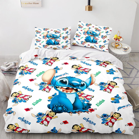 Stitch 3d- printed sängset set cover cover Örngott barn present färg 10 AU KING 220x240cm