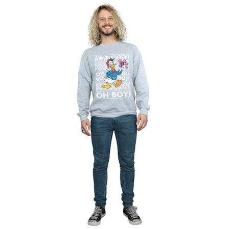 Disney Herr Donald Duck Jul Fair Isle Sweatshirt M Svart