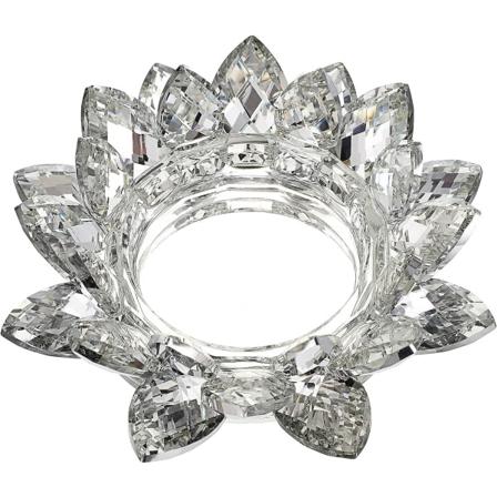 Dekorativ stearinlys fyrfadsstage Krystalblomst Lotus lysestage til votive eller søjlelys op til 3" bred Klar