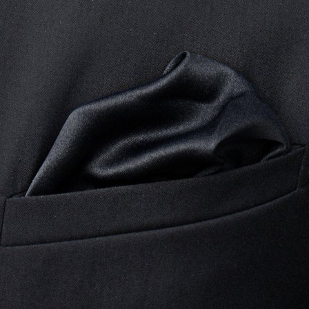 Pochette de costume unie noire pour hommes - Pochettes de costume de couleur unie