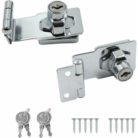 Dørlås Metal Spænde Lås - Ret Vinkel 90 Grader Bolte med Nøgle og Skruer Lås til Dør Vindue Skuffe Have Dør Skab 2 stykker sølv