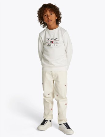 Tommy Hilfiger Tommy Flag Hilfiger Sweatshirt - White - 128