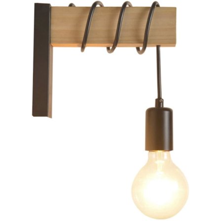 Vägglampa, Vintage Industriell Design Flamma Vägglampa, Stål Och Trä Retro Lampa, Sockel: E27 Utan Glödlampa