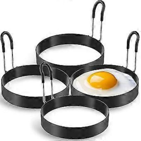 Egg Rings, 4-Pack Stainless Steel Egg Cooking Rings, Pancake Mold for Frying Eggs and Omelets