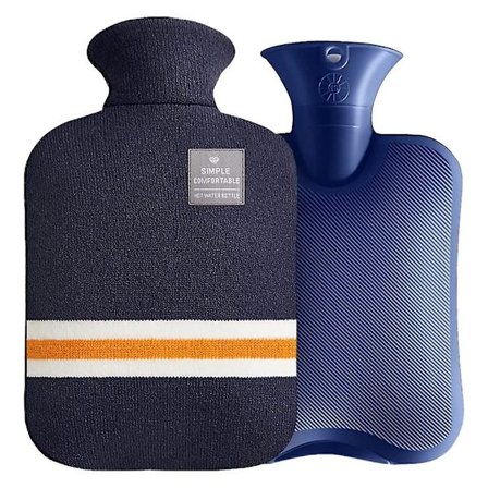 Varmvattenflaska termos 2 liter uppvärmning och återanvändbar varm- och kallkompress med klassisk randig (