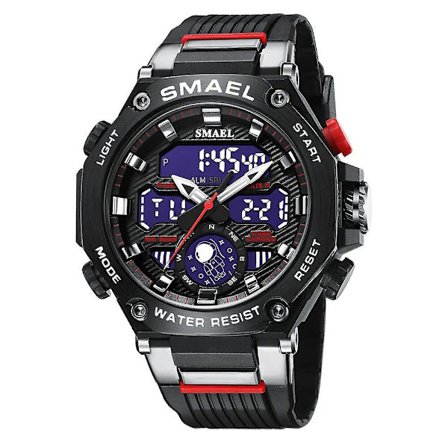 Uudet digitaaliset kellot miehille, metalliseoskotelo, vedenpitävä, toiminnallinen analoginen urheilu sotilaskello Smael 8069