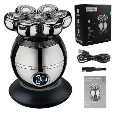 7D Elektrisk barbermaskine 7 Hoved Barbermaskine Skaldet Skæg Hår Kranietrimmer Skægfjerner Herre_Kvalitetsgaver