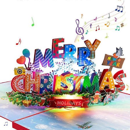 3D-joulukortit musiikilla: Joulupukki, lumiukko ja poro perheen hauskuuteen