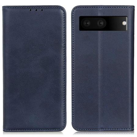 Google Pixel 7 lompakkokotelo, aitoa nahkaa - Sininen Blue