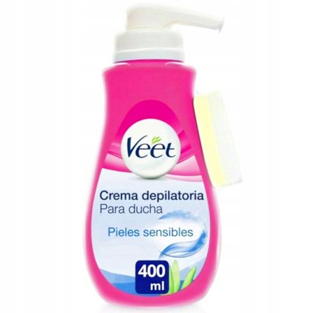 Veet Herkkäihoinen Karvanpoistovoide Pumppupullolla + Sieni 400Ml