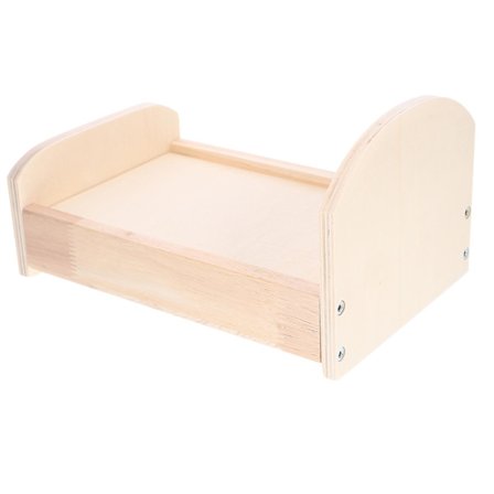 Miniatyr säng i trä, dockhusmöbler, trämodell, dockhusscenlayout