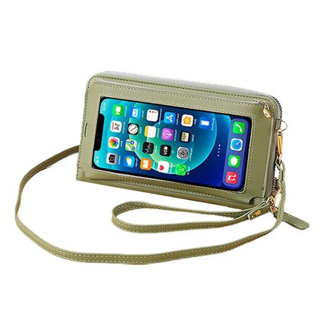 Pu Lång Plånbok Enkel Touch-screen Handled Mobiltelefon Väska Myntväska Bärbar Mobiltelefon Väska