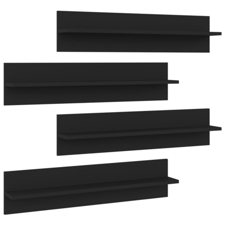 Vidaxl Vägghyllor 4 St Svart 80x11,5x18 Cm Konstruerat Trä Svart