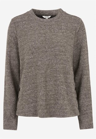 Cellbes of Sweden - Superblød trøje med knapper i nougat / meleret til damer i størrelse 62/64