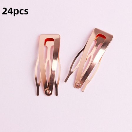 24 stk. hårspænder med dobbelt greb, metal, trykknap, ROSA GULD