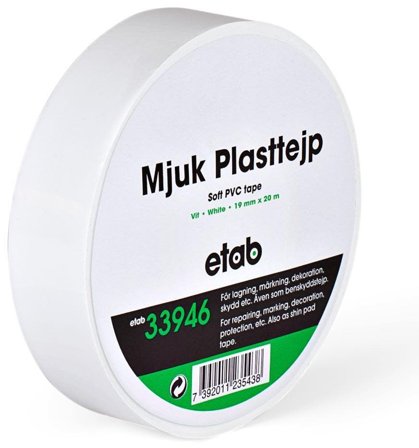 etab 33946 Plasttejp mjuk, PVC, 20 m vit, 50 mm, Maskintillbehör & förbrukning