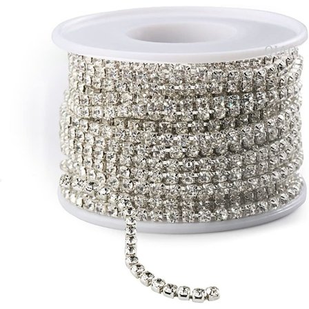 10 metriä 2,8 mm:n kristallikoristetimantti koriste nauhalla, jossa on kristalleja, käsityötimanttiketju, hopeiset timantit korujen valmistukseen, 