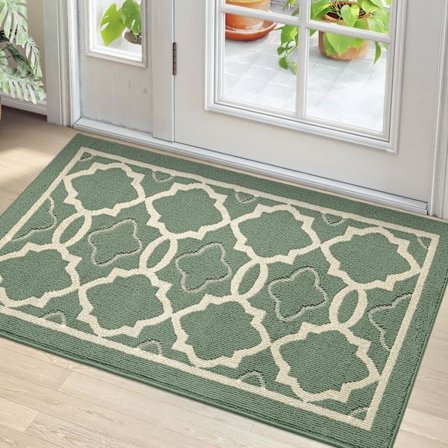 Dörrmatta 50 x 80 cm, Dörrmatta Inomhus Smutsfångare Halkfri, Maskintvättbar Entrématta Golvmatta, Superabsorberande Inomhus-Grön Grön