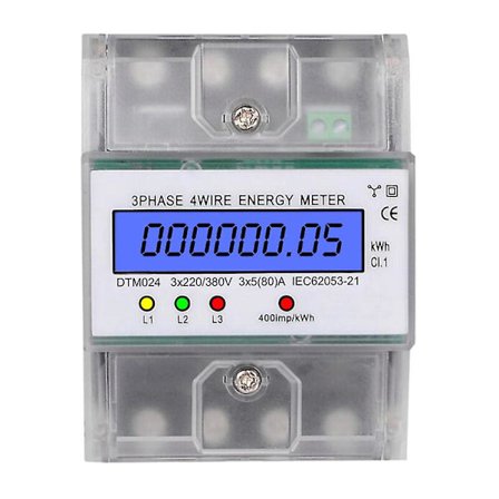 MSBD 220V/380V Energimåler DTM024 Wattmeter Trefaset 4P KWh Elektrisk Digital Måler med LCD 20-80A