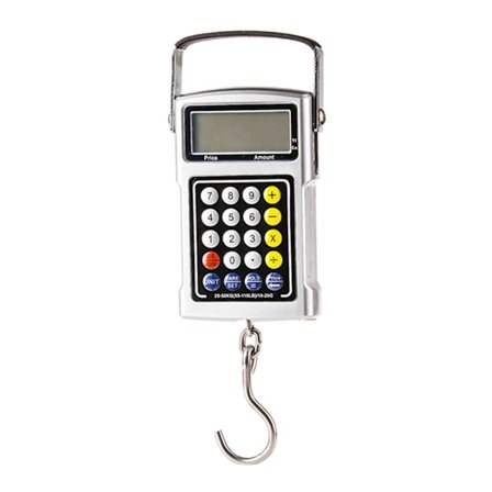 Multifunktionell våg med krok, måttband/termometer/remsa/kalkylator/pris/klocka för hushåll, industriell, portabel