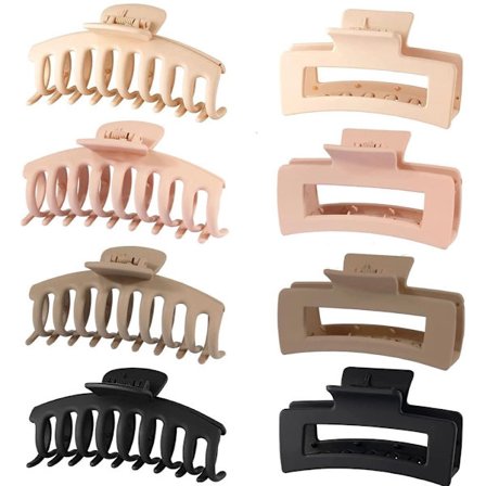 8 Stk. Rektangulære Hårspænder 11 cm - Skridsikre - Til Tykt & Tyndt Hår