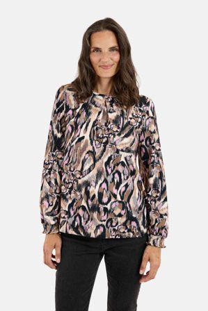 SIGNATURE - Langærmet T-shirt - Rosa / Sort - Mønstret