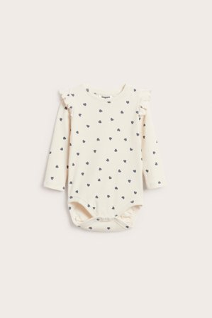 Kappahl | Prążkowane body z falbaną Offwhite 74 | Offwhite