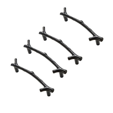 4 st Lådhandtag, Skåphandtag, Möbelknoppar för Sängbord, Zinklegering (Svart, Hålavstånd: 96mm)